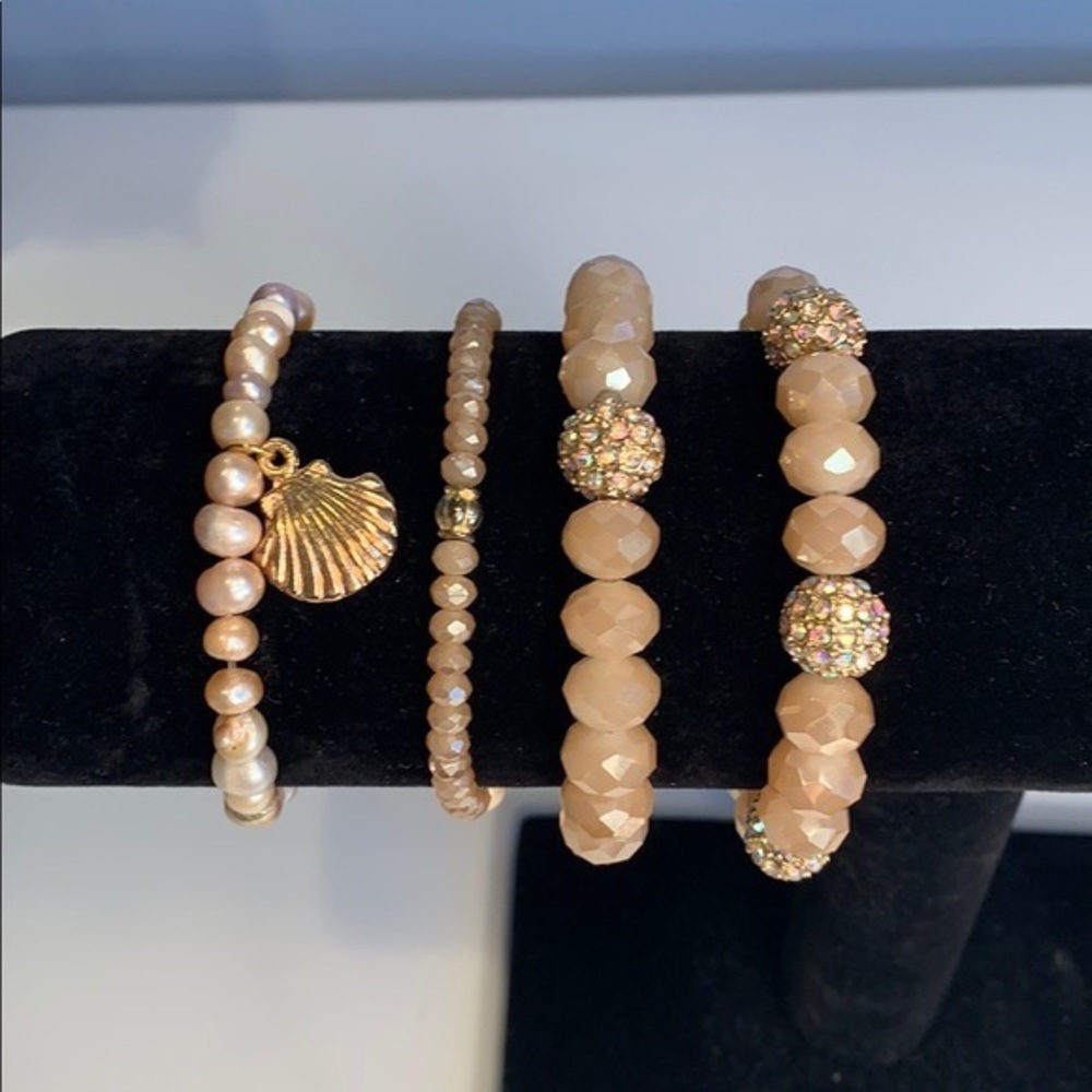 Take Me Away Glass Bead Bracelet 4 Piece Set